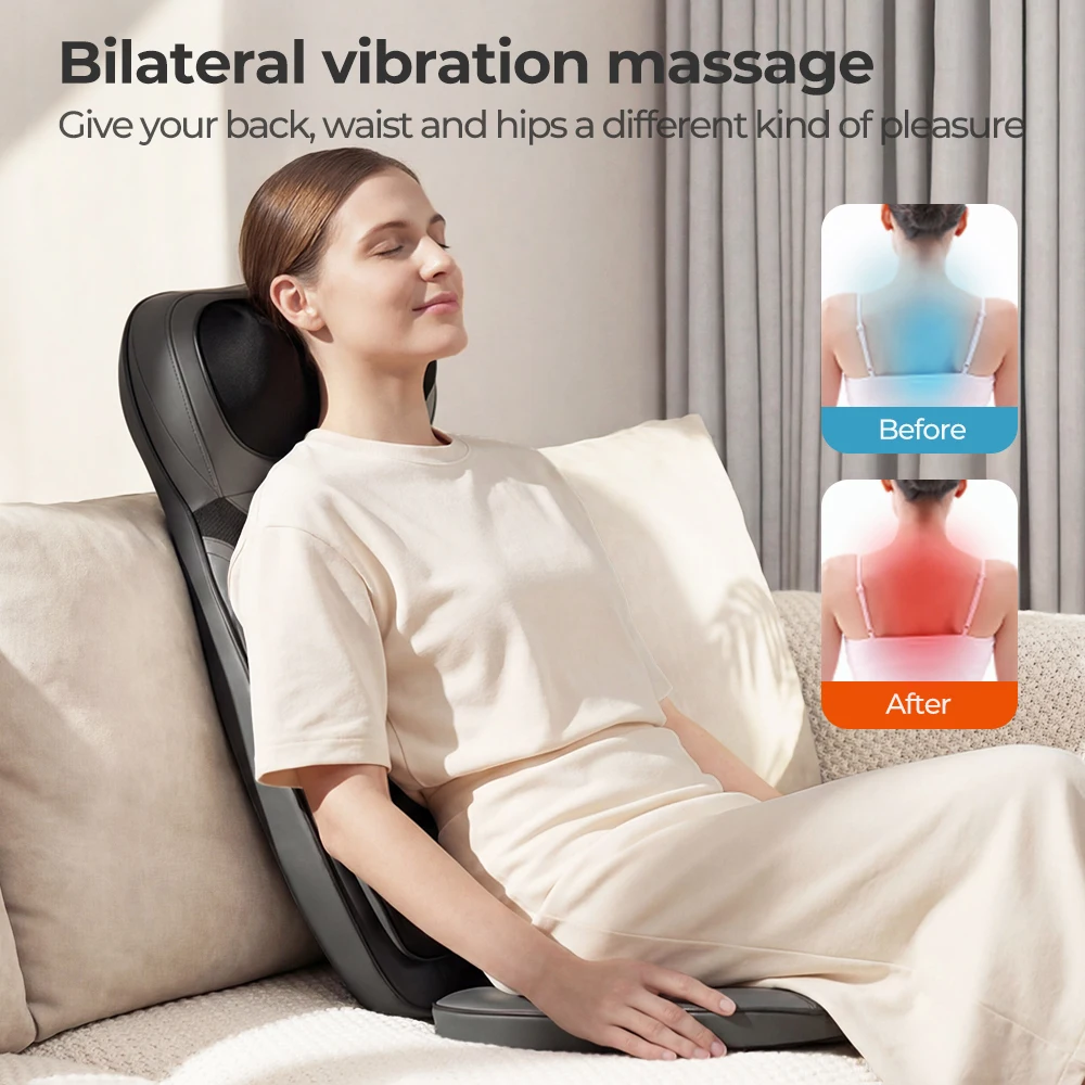 Shiatsu Neck Back Massager with Heat, Adjustable Massage Chair Pad Back Support Massage Seat Cushion for Full Body Massager Gifts for Dad Mom, Adjustable Intensity and Height for Office Chair and Home Use 6