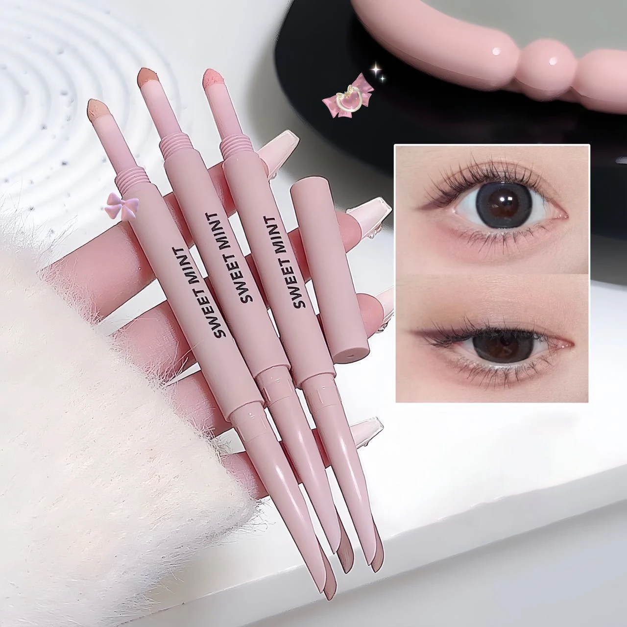 Sweetmint Meniscus Double-ended Silkworm Eyeliner Shadow Highlight Naturally Brightening Long-lasting Eye Makeup Two-in-One 5
