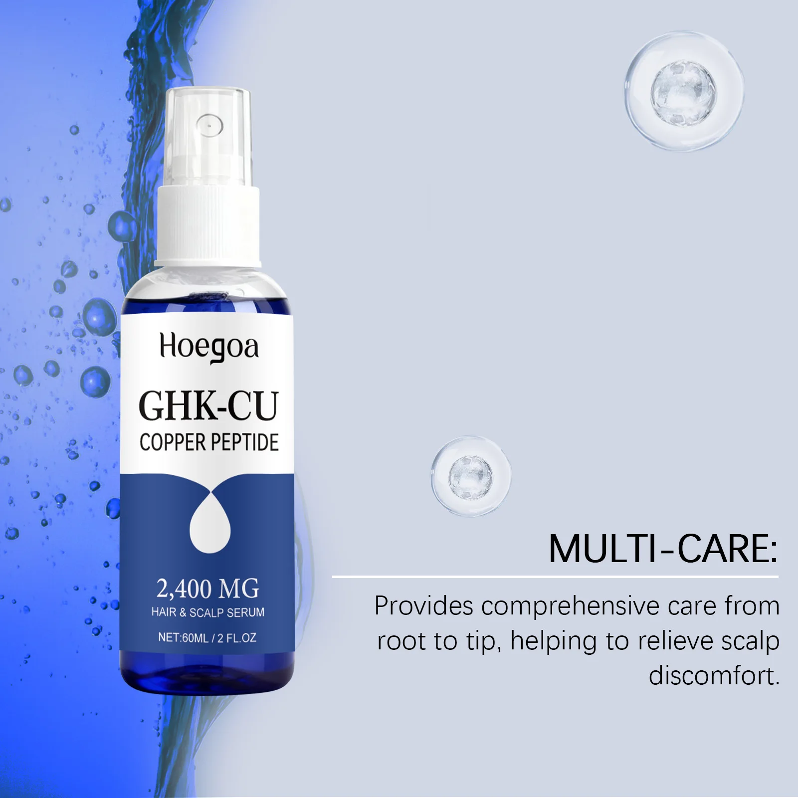 Copper Peptide Hair Scalp Serum Deep Nourishment Gloss Repair Moisturizing Lightweight Non Greasy Moisturizer Spray 60ml 3
