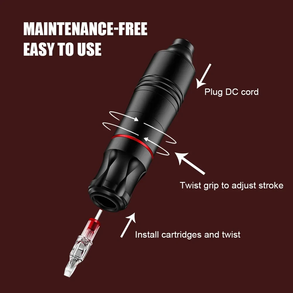 Ballpoint Tattoo Machine Kit Tattoo Pen Machine Set with Wireless Power Ballpoint Cartridge Needles for Tattoo Artist Beginner 3