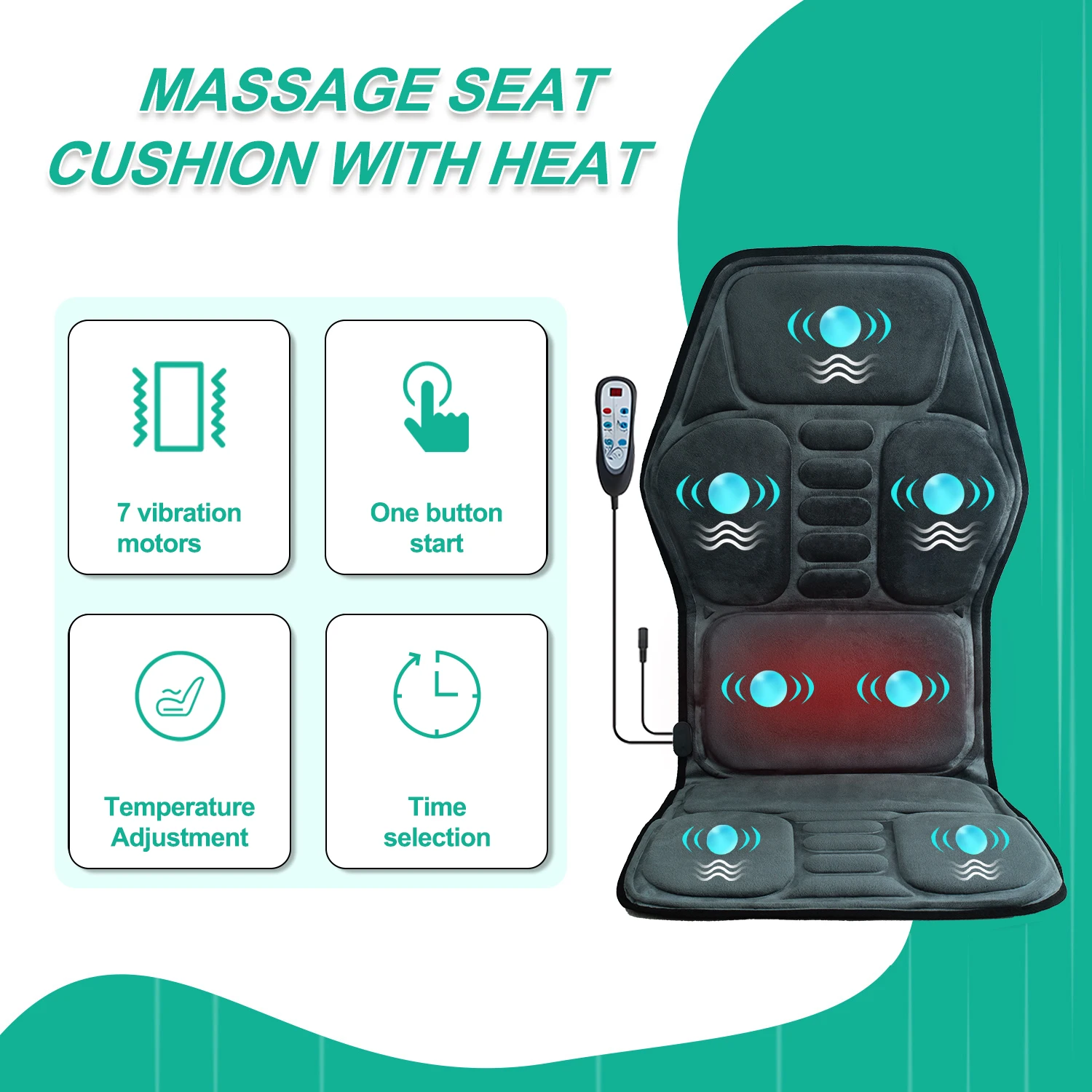 Vibration Back Massager Seat Cushion with Heat,Massage Chair Pad,Chair Massager for Pain Relief at Office/Home,Gifts for Parents 4