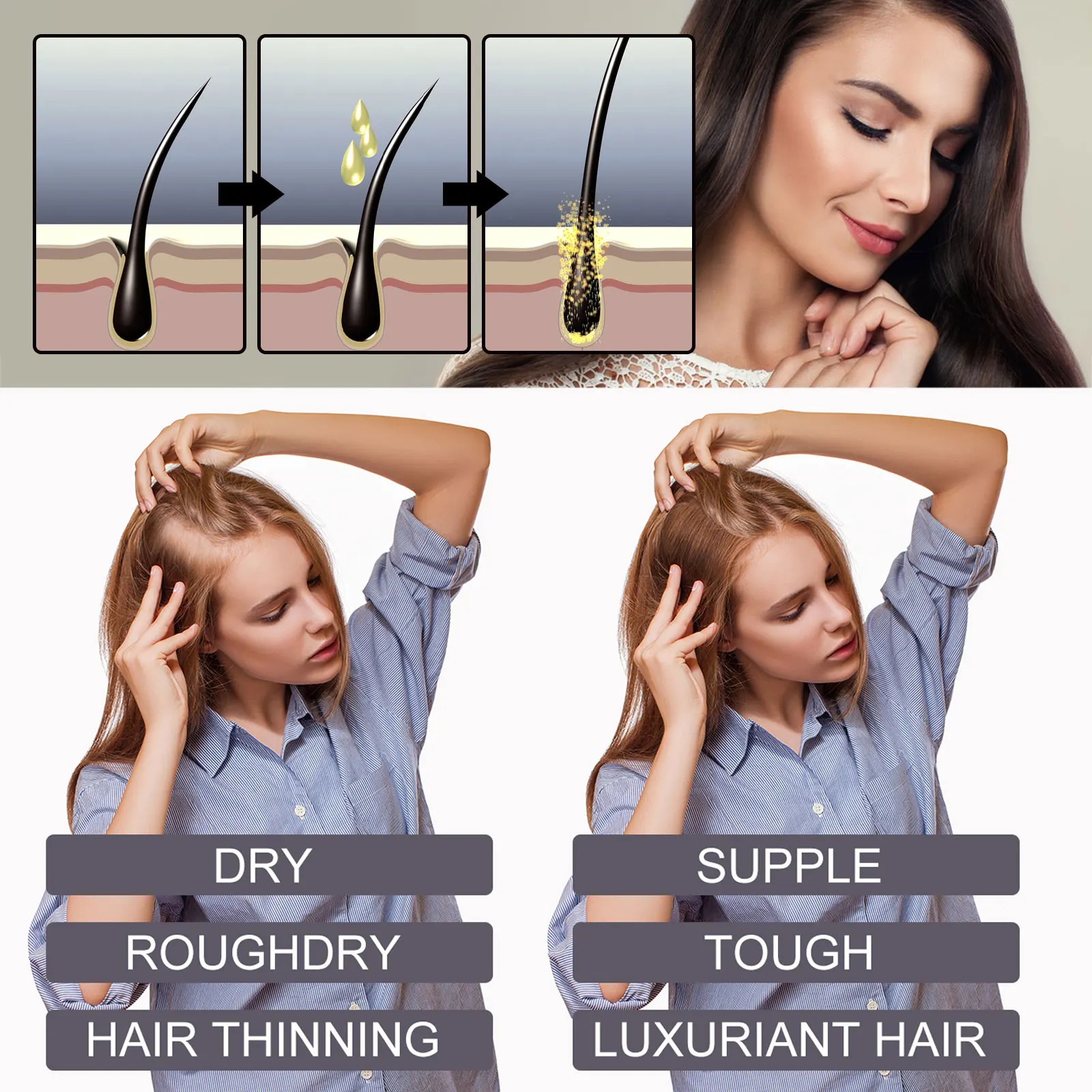 Biotin Hair Oil Collagen Scalp Serum Strengthening Treatment Natural Rosemary Ginseng Extract Thicker Volume Care For All Types 4