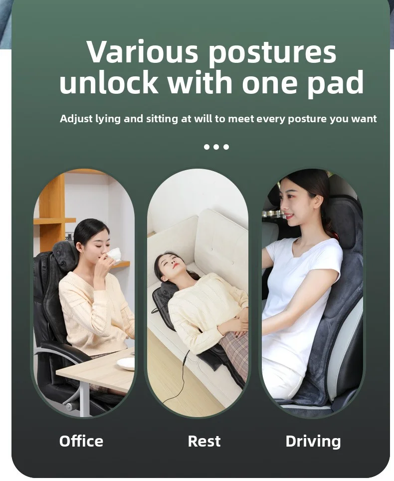 Massage Seat Cushion Cheap With Heating Adjustable Lumbar Airbag Back Massage Chair Cushion for Men and Women Home Office Use 5