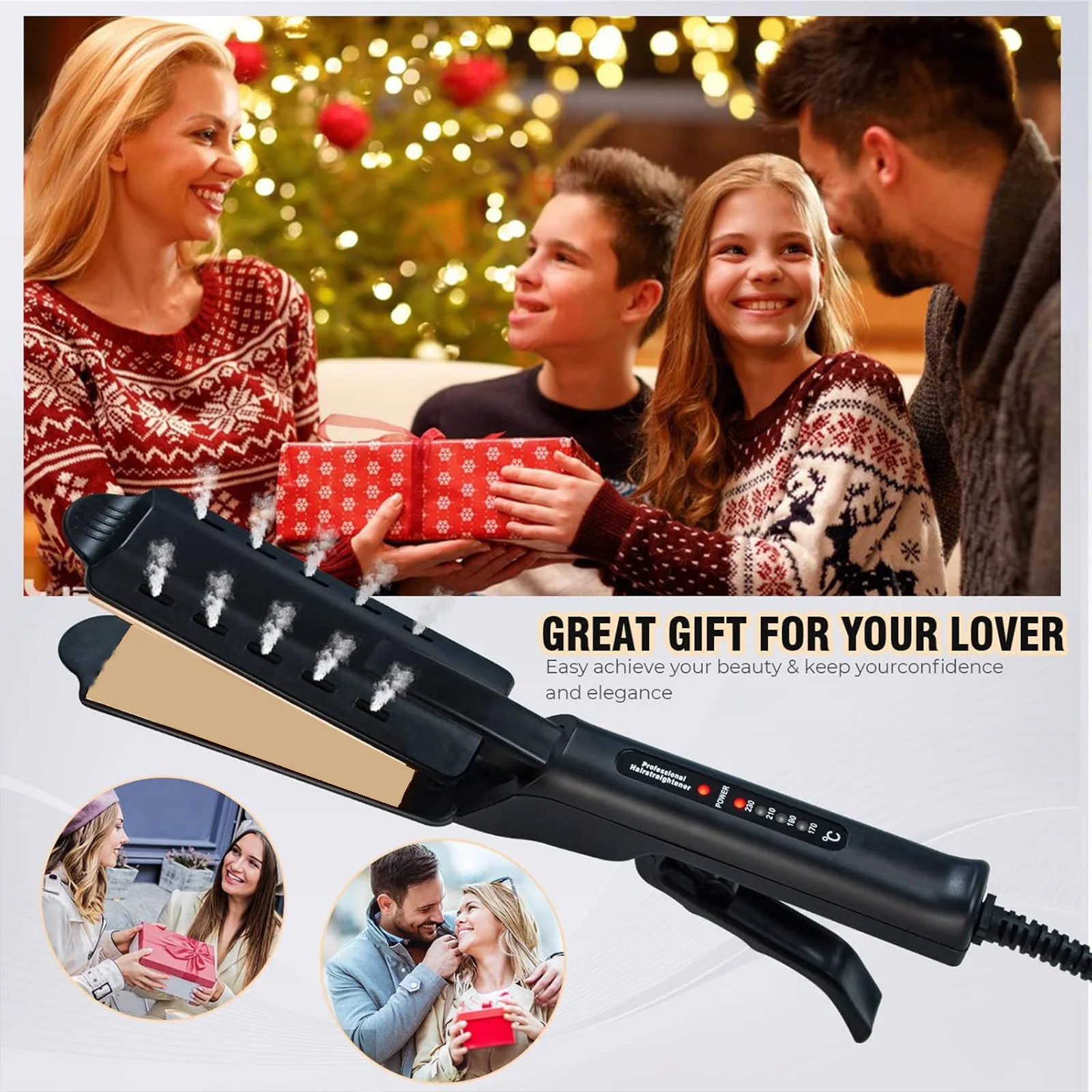 Hair straightener with four-speed temperature adjustment, straightener and curler two-in-one, Mother's Day Christmas Gifts 6