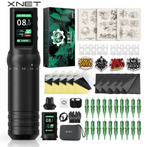 XNET Flash A Wireless Tattoo Machine Full Kit Custom Motor 1600mAh Battery 2.0-4.2mm Stroke Tattoo Pen Set Beginner For Tattoo 1