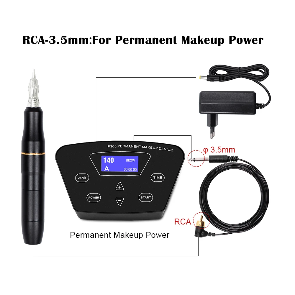 Professional P300 Permanent Makeup Tattoo Machine Kit 2 Heads Microblading Machine For Eyebrow Lip With Tattoo Cartridge Needles 6