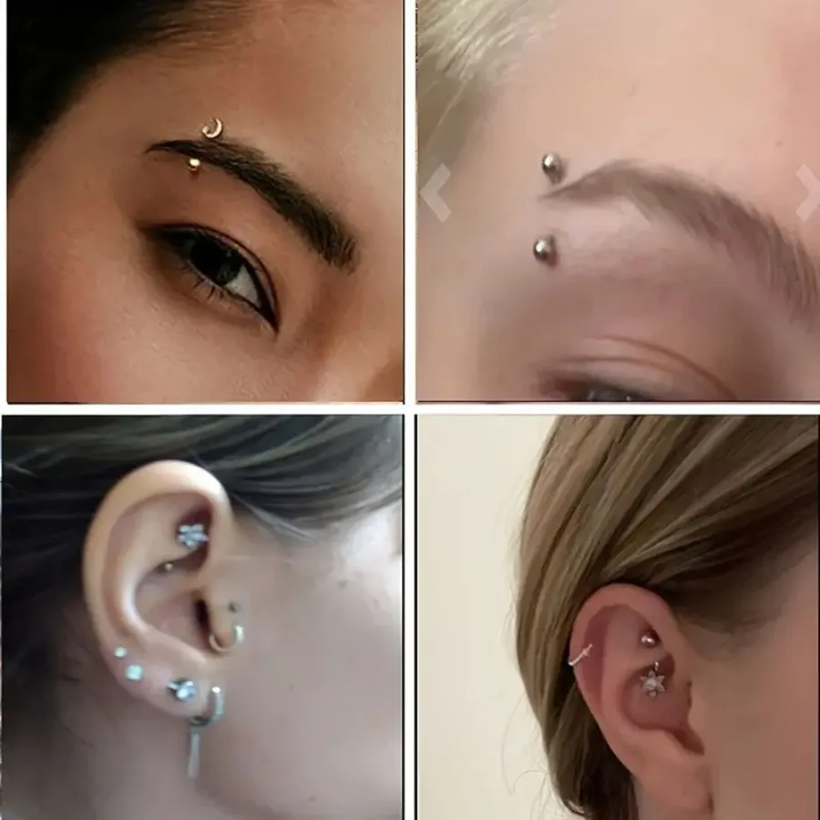 5 Pcs 16G Stainless Steel Curved Eyebrow Rings Barbells Piercing Jewelry Set Simple Designs for Eyebrow Ear, Belly, Lip, Body 4