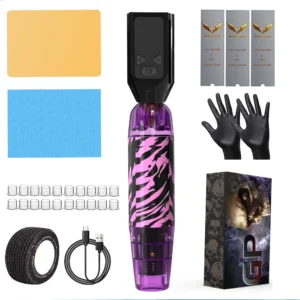 Wireless Tattoo Pen Kit - Rotary Tattoo Machine with LED Display, Practice Skin, Gloves & Supplies for Beginners Artists 1
