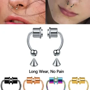 2Pcs or 5Pcs Magnet Nose Ring Stainless Steel Horseshoe Ring Nose Clip Non-pierced Nose Hoop Magnetic Nose Nail piercing nariz 1