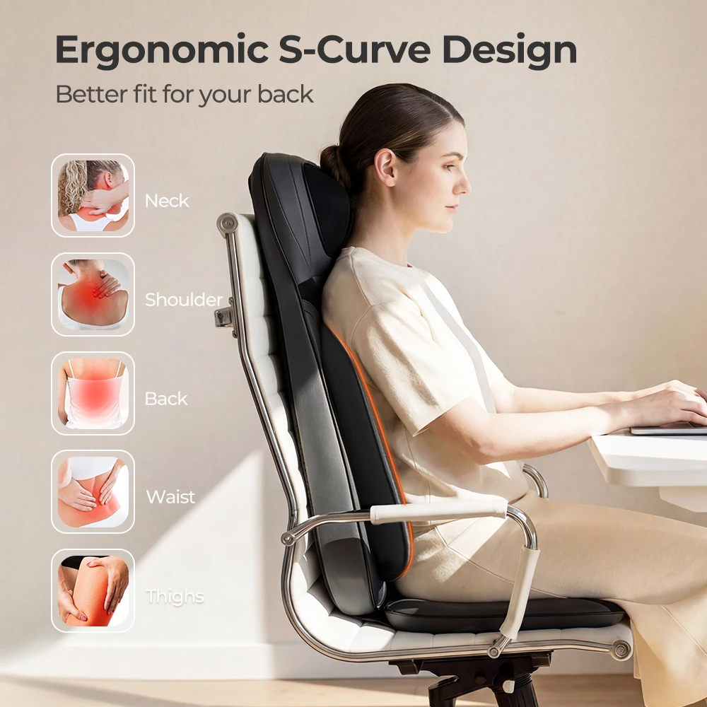 Shiatsu Neck Back Massager with Heat, Adjustable Massage Chair Pad Back Support Massage Seat Cushion for Full Body Massager Gifts for Dad Mom, Adjustable Intensity and Height for Office Chair and Home Use 7