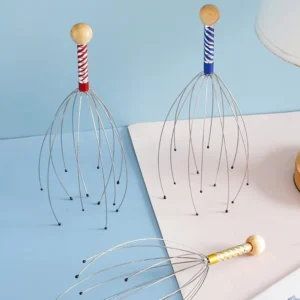 1PC Octopus Head Massager Stainless Steel Engraved Head Relaxer Brain Massage Claw Scalp Scratcher Itch Reliever Random Color 1
