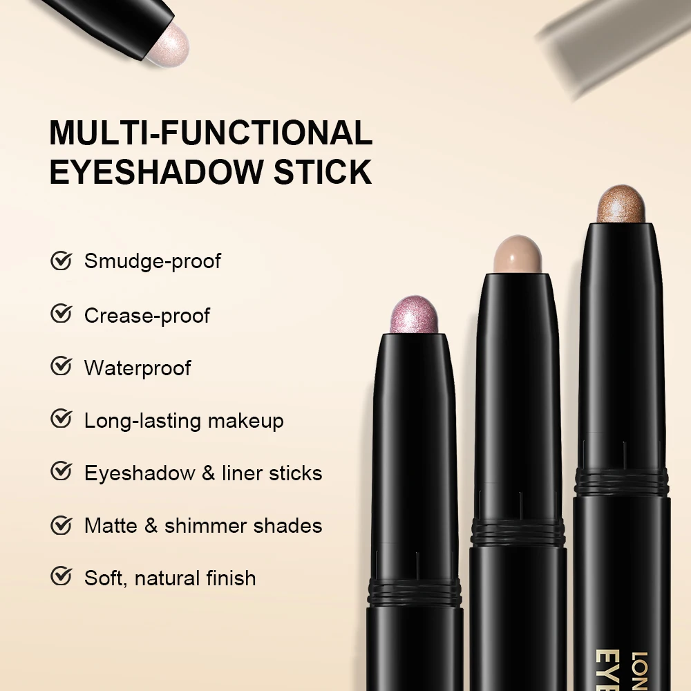 Lakerain Eyeshadow Stick Shimmer and Matte Long Lasting Waterproof Highlighter Metallic Glitter Eye Shadow Pencil Cosmetics 2