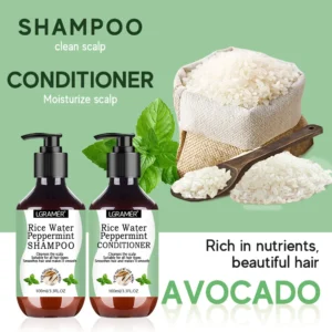 Rice Water Mint Washing Care Set Set Clean Moisturize Scalp Protect The Hair Roots and Supplement Nutrition Shampoo Conditioner 1