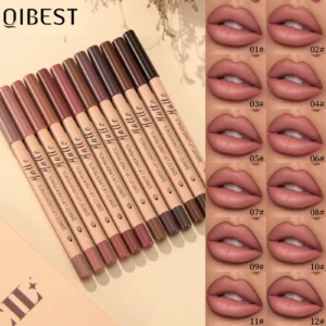 12Color Matte Lipstick Lipliner Set Nude Soft Matte Lip Liner Set Non-Drying Waterproof Plumping Outline The Lips Contour Makeup 1