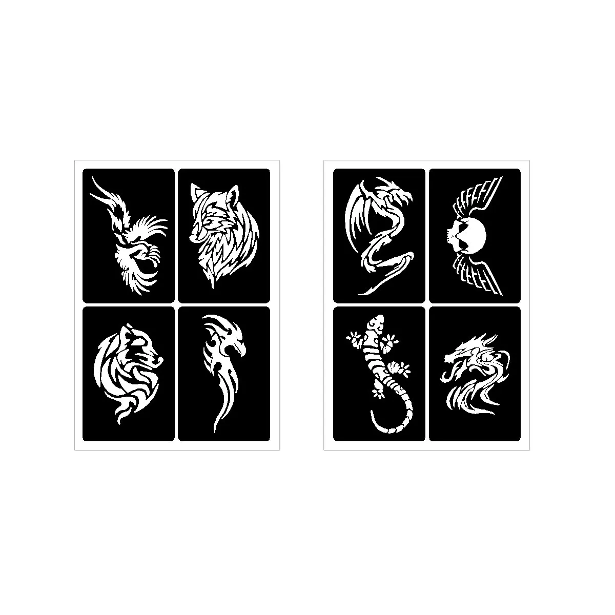 Animal Pattern Henna Tattoo Stencils Kit: 48 Pieces Temporary Tattoo Stencils for Face and Body Art -12 Sheets Tattoo Templates 2
