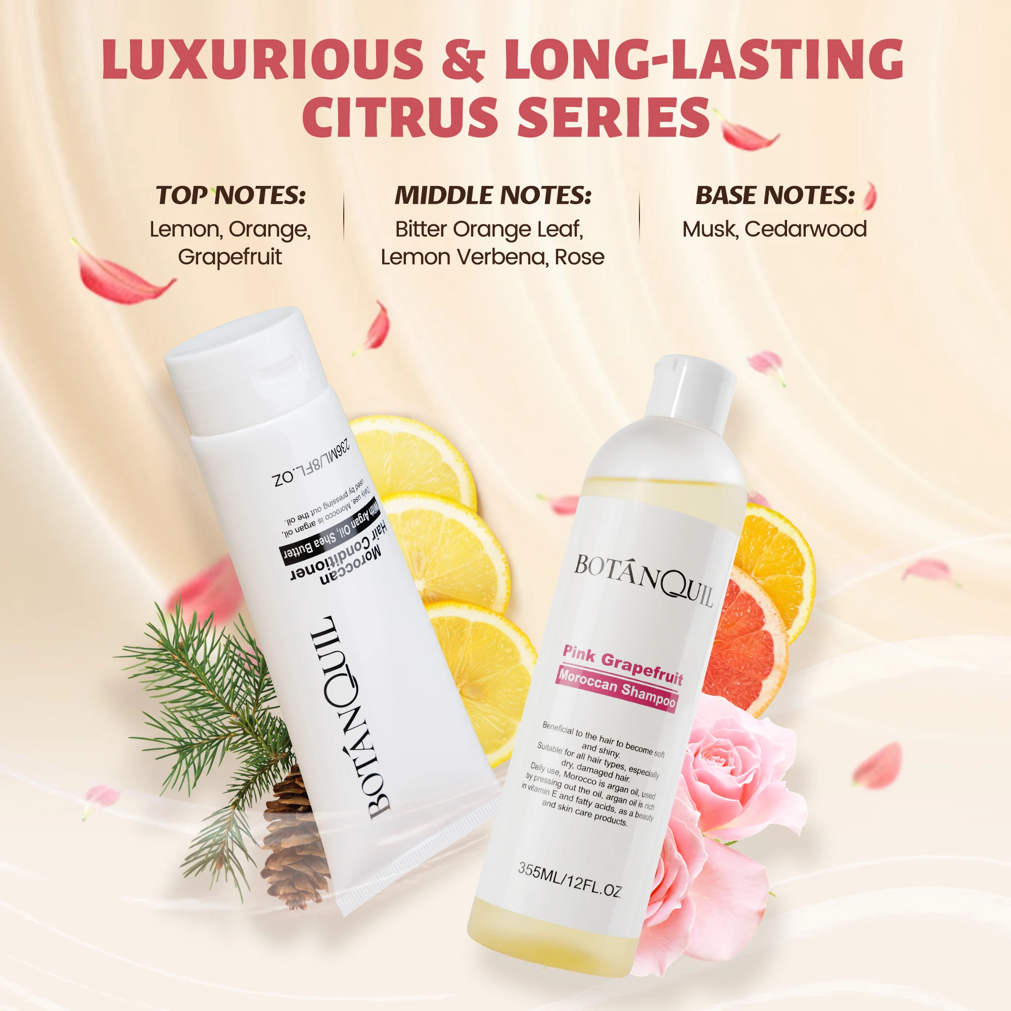 BOTÁNQUIL Shampoo Conditioner Set Suitable For All Hair Types Citrus Scents Cleansing Nourishing Moisturizing Treatment for Hair 4