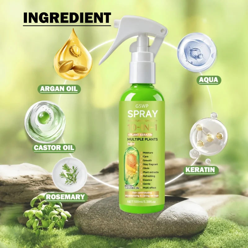 GSWP 10-In-1 Leave-In Hair Spray, moisturizes and smooths,while providing styling moisture and heat protection.100ml/200ml 5