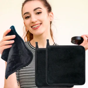 2Pc 15cm Square Makeup Remover Cloth, Makeup Towels Face Washcloth, Makeup Remover Pads Reusable Washable 1