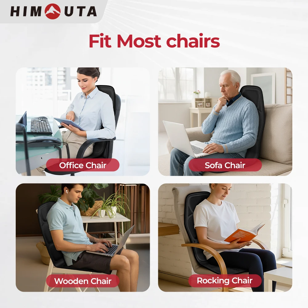 Electric Back Massager Full-Body Massage Chair Cushion Heated Vibrator Car Home Office Relaxation Lumbar Neck Mattress Chair Mat 5