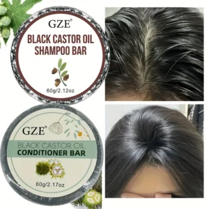 GZE Jamaica Black Castor Oil Shampoo Bar Conditioner Bar Set Handmade Care Deep Cleansing Moisturizing Hydrating Travel Size 1