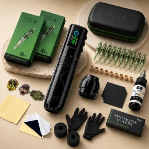 INKin Wireless Tattoo Gun Kit with 6 Adjustable Stroke, 2X1600mAh Batteries, REVO Cartridge Tattoo Needles&Ink Set for Beginners 1