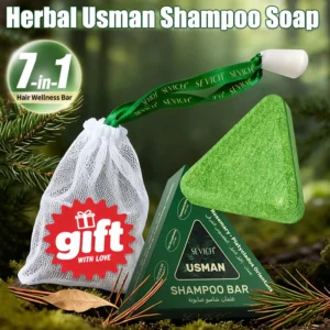 Usman Grass & Platycladus Herbal Shampoo Soap Natural Hair Loss Treat Strengthens Roots Controls Oil Cleanses Scalp Hair Growth 1
