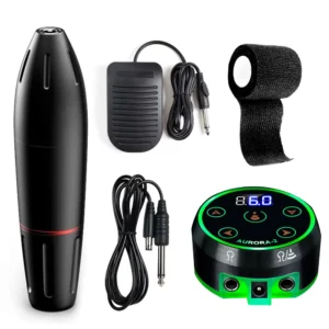 Professional Tattoo Machine Kit Tattoo Pen with Aurora 2 Tattoo Power Supply For Body Art Permanent Makeup Tattoo Gun Set 1