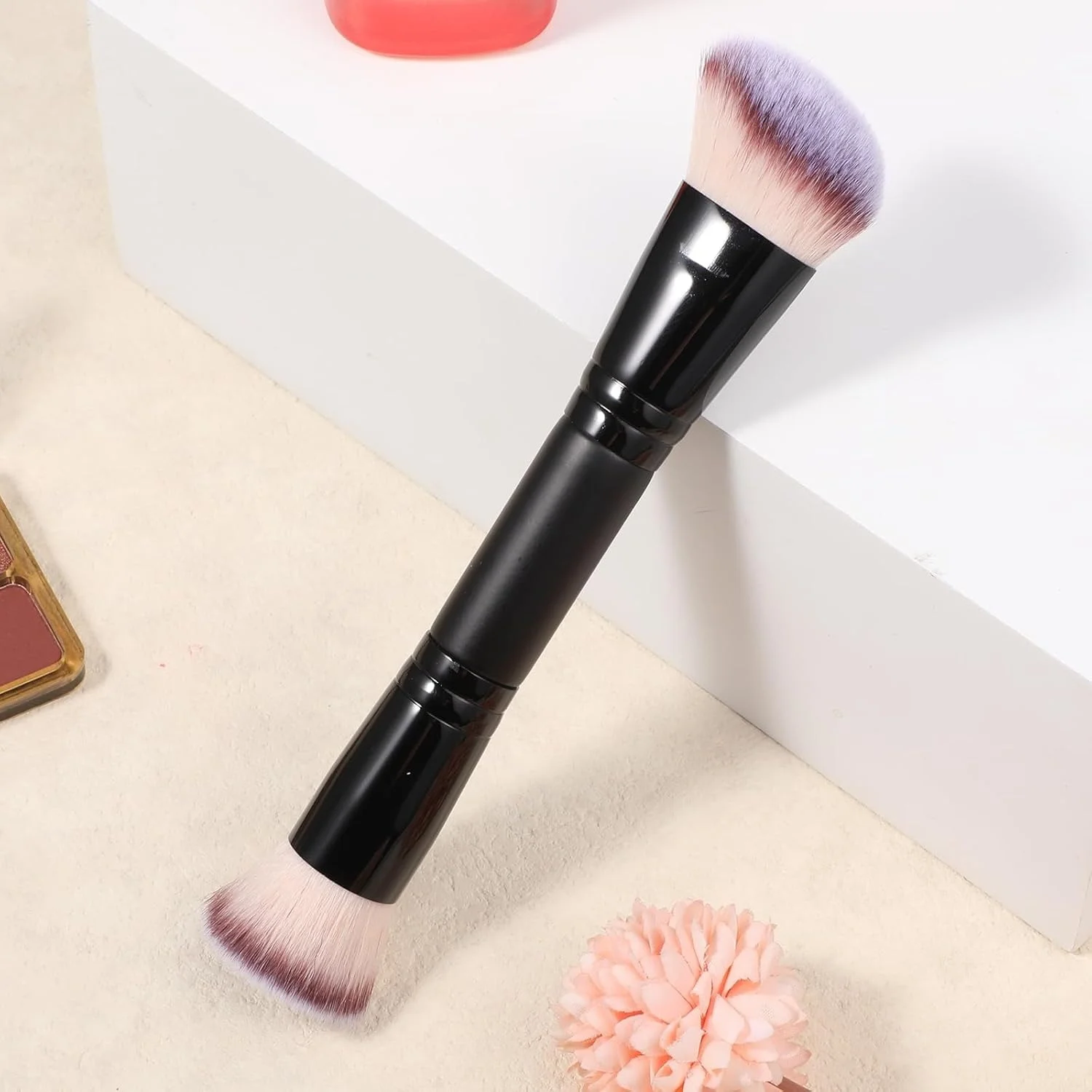 2 In 1 Foundation Blush Dual Ended Makeup Brush Soft Fluffy Facial Cosmetic Tool 8