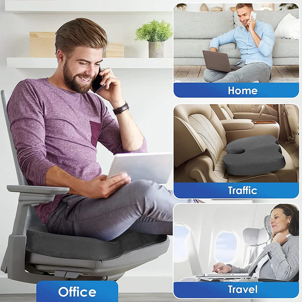 Travel Coccyx Seat Cushion Memory Foam U-Shaped Pillow for Chair Cushion Pad Car Office Hip Support Massage Orthopedic Pillow 4