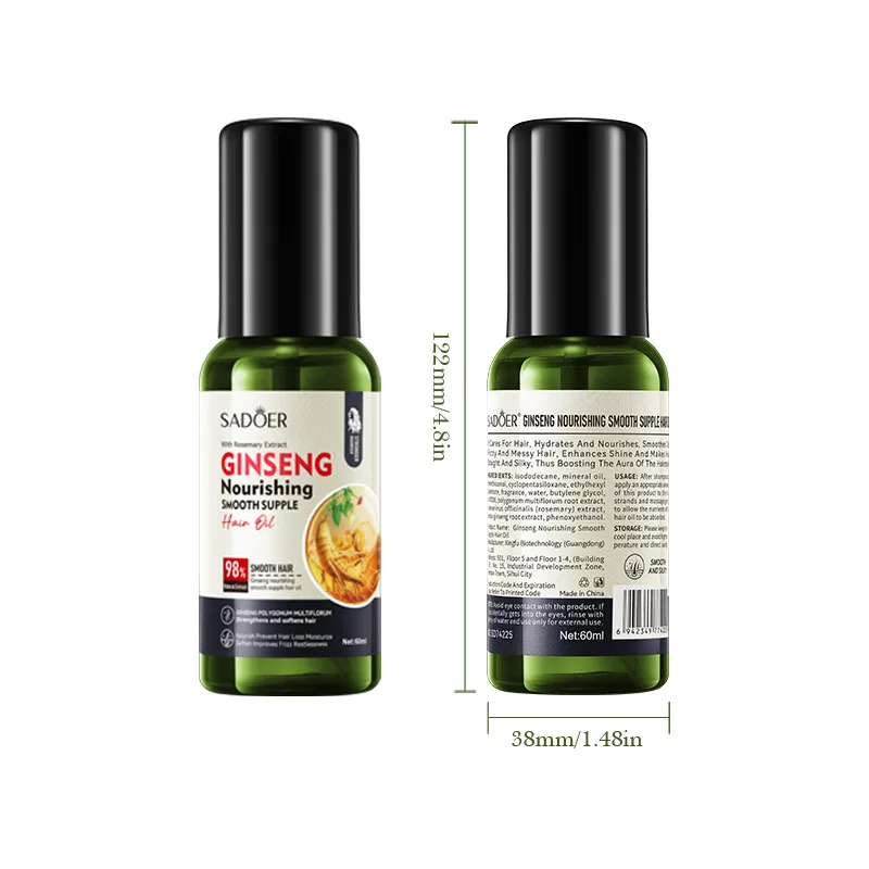 SADOER Korean Ginseng Hair Oil 50ml Scalp Activating Treatment for Hair Loss Thinning Hair Repair Dry Damaged Nourishing Essence 6