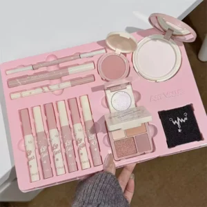 Makeup Set Include 4Lip Glaze,1Lip Oil,1Lip Cream,1Eyeliner,1Mascara,1Eyebrow Pen,1Blush,1Highlighter,1Eyeshadow,1Pressed Powder 1