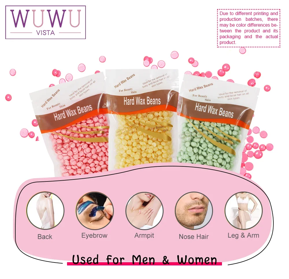 WUWUVISTA 100g/3.52oz Hot Wax Hair Removal Depilatory Waxing Wax Beans for Wax Heater Painless for all Hairs Removal Beans 6