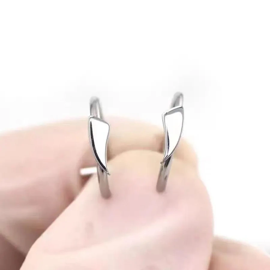 2PCS Trendy 10mm Stainless Steel Punk Clip on Fake Piercing Nose Wrap Lip Rings Unisex Nose Ring Women Men Tusk Body Jewelry 5