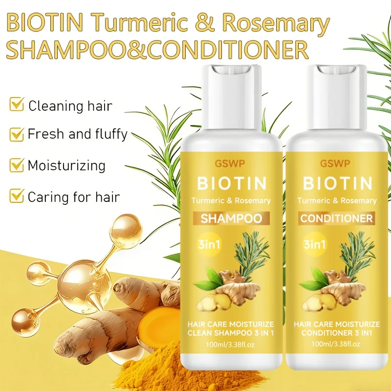 GSWP Biotin Turmeric & Rosemary Shampoo, Conditioner and Treatment in One Deeply hydrating cleanse reduces dryness.100ml/200ml 6