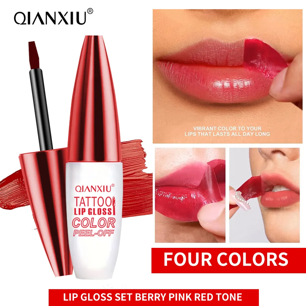 4-color Peel-off Lip Gloss, Water-resistant and Easy To Apply, Long-lasting and Does Not Stick To The Cup 3