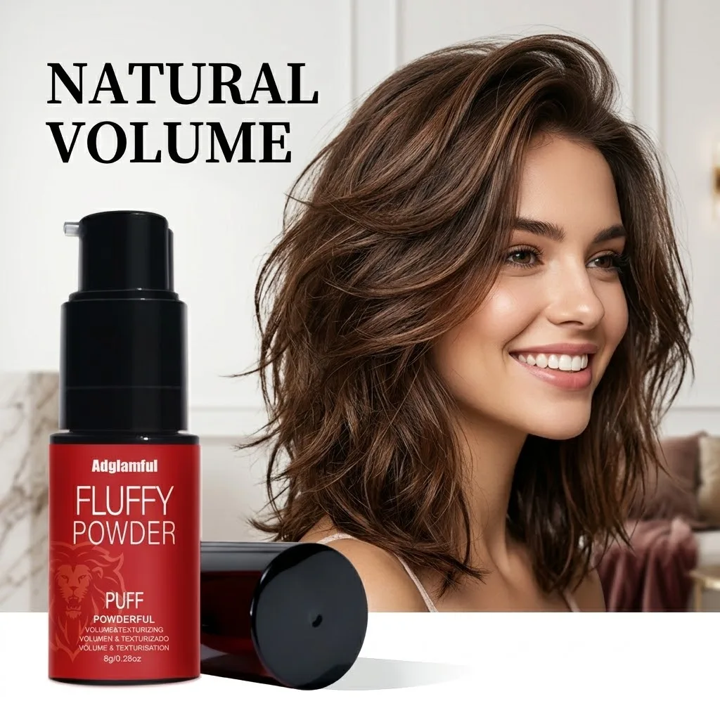 Adglamful 8g Fluffy Hair Volumizing Powder Press Pump, Mattifying Hair Styling Dust Oil Control Increase Volume Travel Size 3
