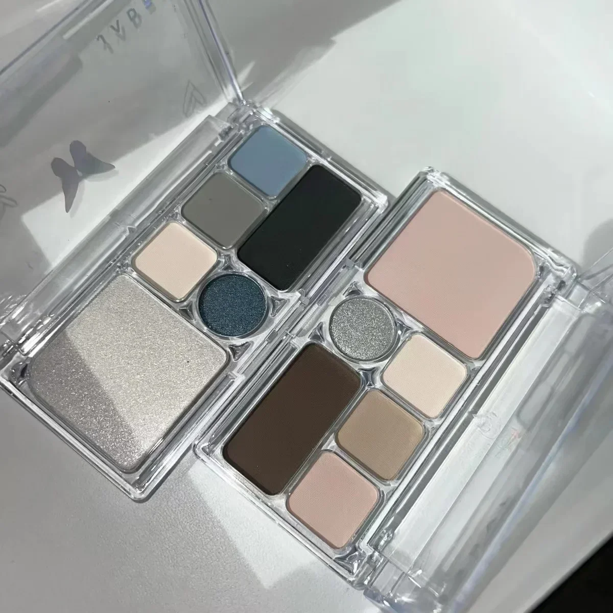 6 Colors Eye Shadow Palette Punk Smoky Black Glitter Pearly Eyeshadow Palette Korean Shiny Blue Eyeshadow Contour Blush Makeup 3