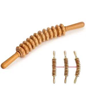 Wooden Roller Massage Stick Handheld Gear Tool 12 Wheel Rolling Tool Bendable Roller Trigger Point Made Of Pure Natural Wood 1