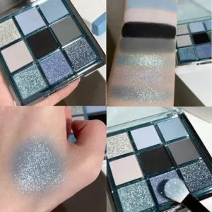 9 Colors Dark Punk Smoked Eyeshadow Palette Blue Black Pearl Matte Eye Shadow Makeup Palette Brightening Shimmer Lying Silkworm 1