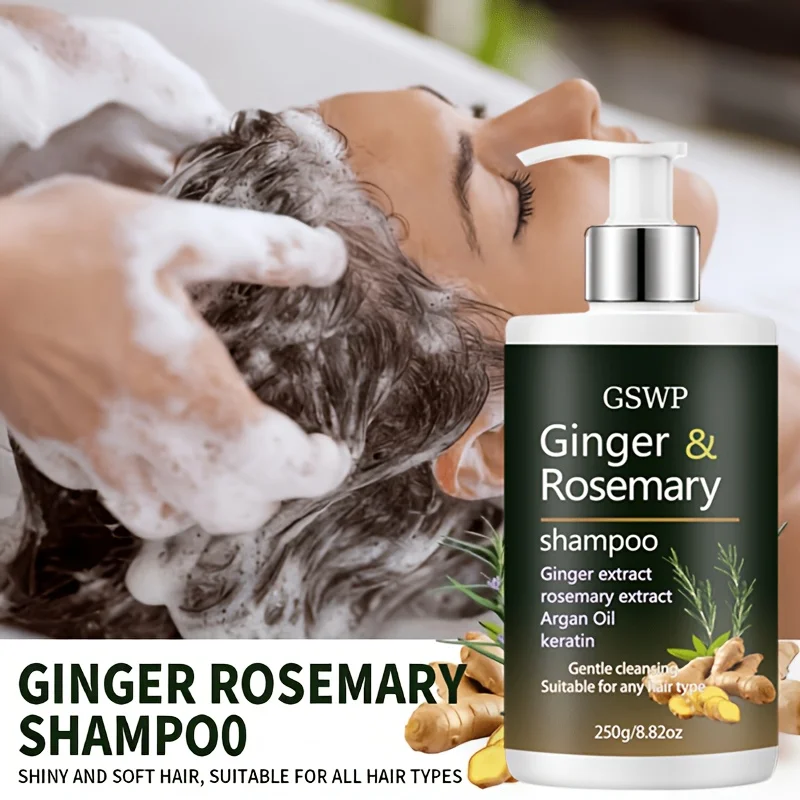 GSWP 500g Ginger & Rosemary Shampoo and Conditioner Set: Deeply cleanses and strengthens hair, repairs dry and damaged strands. 2