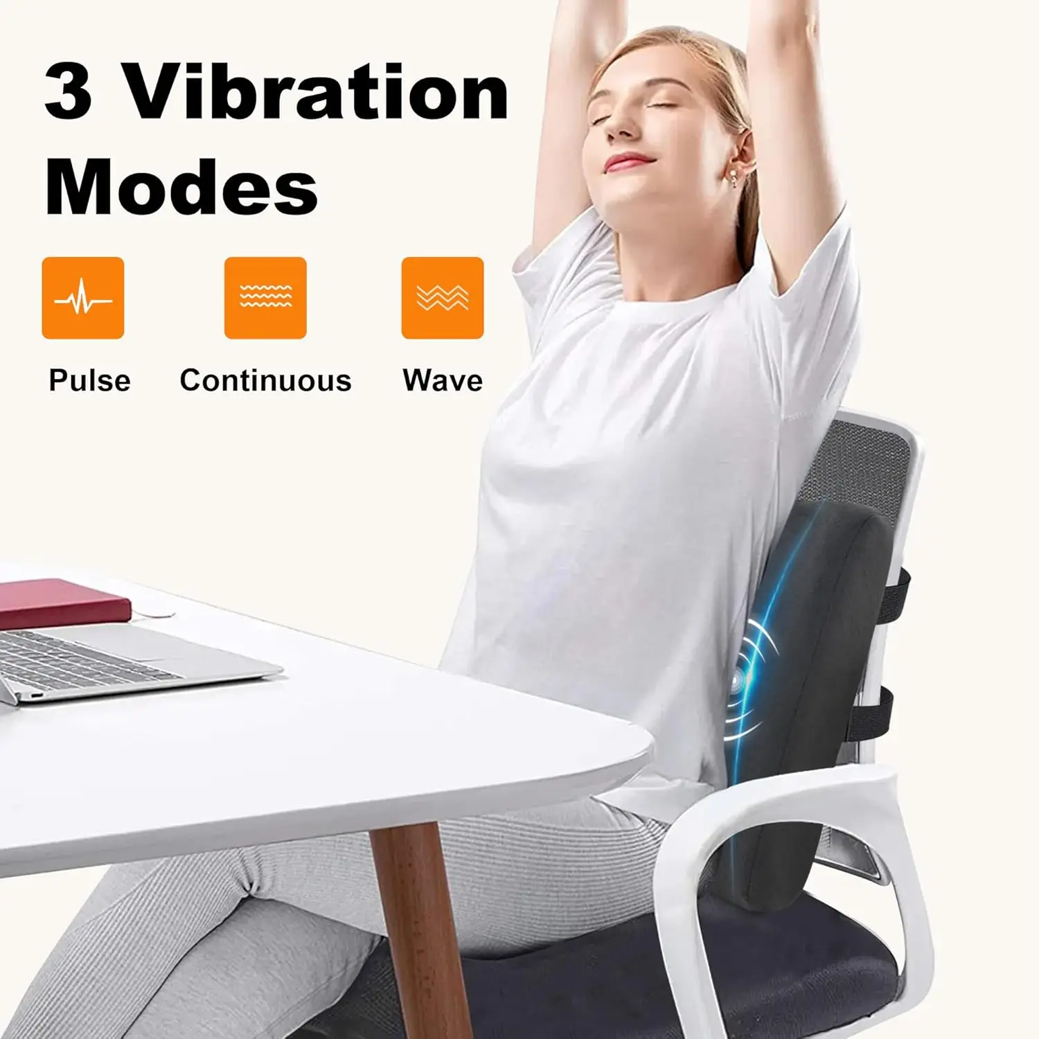 Heated Lumbar Support Pillow for Office Chair with Vibration Massage, Ergonomic Back Cushion for Desk Chair, Gift for Mom Dad 4
