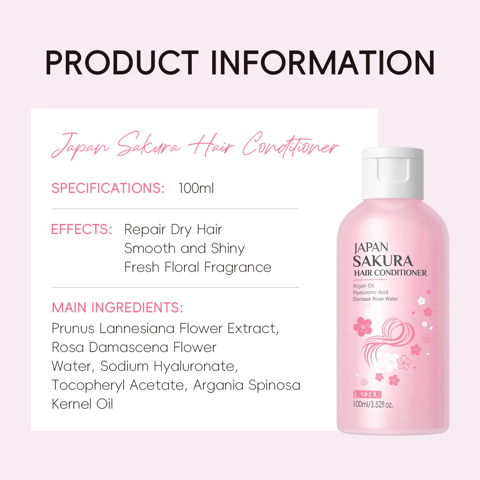 LAIKOU Japan Sakura Shampoo/Conditioner Repair Damaged Hair Moisturizing Nourishing Oil Control Hair Cleansing Care 6