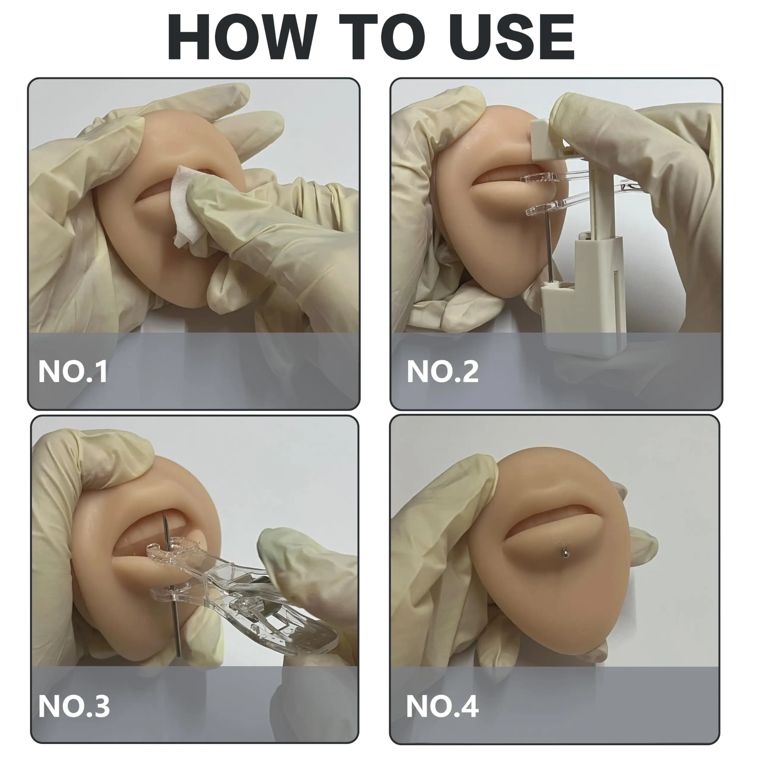 1/2/5/6PCS Professional Body Piercing for Eyebrow/Belly Button/Lip/Tongue/Nose Safe Piercing Gun Tool Kits for Women Men 2