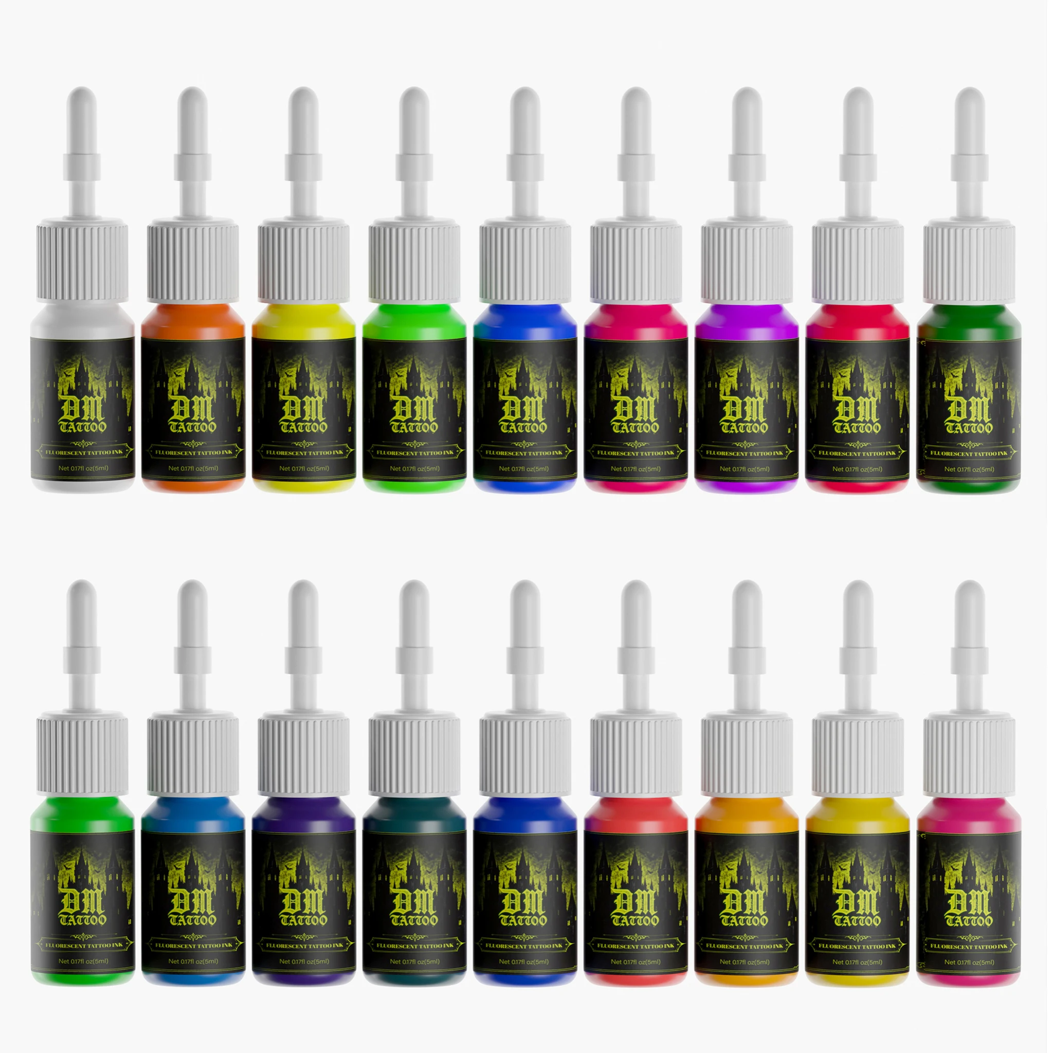 18Colors Fluorescent Tattoo Ink Kit 5ml Professional Beauty Paints Natural Plant Extract Pigment Body Painting Tattoo Ink 6