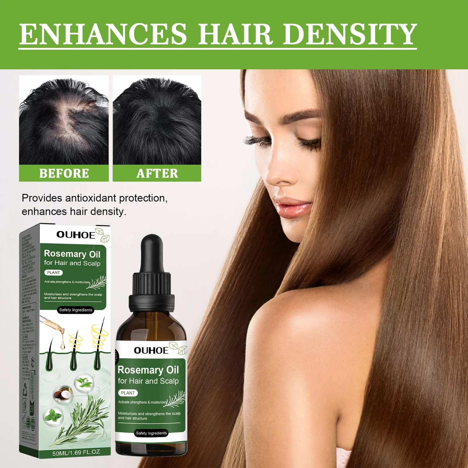 Rosemary Hair Growth Oil Hair Care Thickness Loss Deep Nourishing Scalp Care Strengthen Repair Damaged Oil Control For Men Women 6