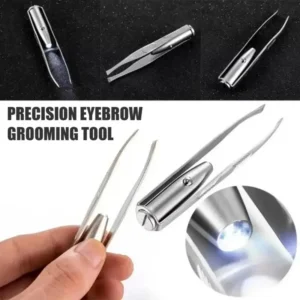 Stainless Steel Eyebrow Clip with LED Light Professional Lighted Eyebrow Tweezers Eyelash Brow Hair Removal Clamp Makeup Tools 1