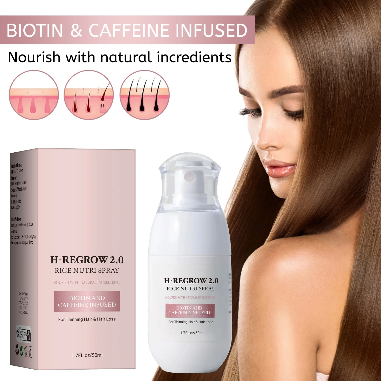Fermented Rice Water for Hair Growth Hair Regrowth Essential Oil Scalp Treatment Hair Fall Control Serum Plant Dense Hair Spray 2