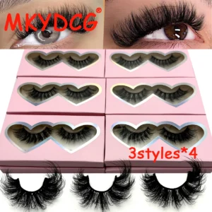 New Wholesale12 pairs mink Eyelashes Messy 3d Mink Lashes Natural Soft False Eyelashes fluffy Fake eyeLashes Makeups In Bulk 1
