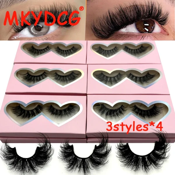 New Wholesale12 pairs mink Eyelashes Messy 3d Mink Lashes Natural Soft False Eyelashes fluffy Fake eyeLashes Makeups In Bulk 1