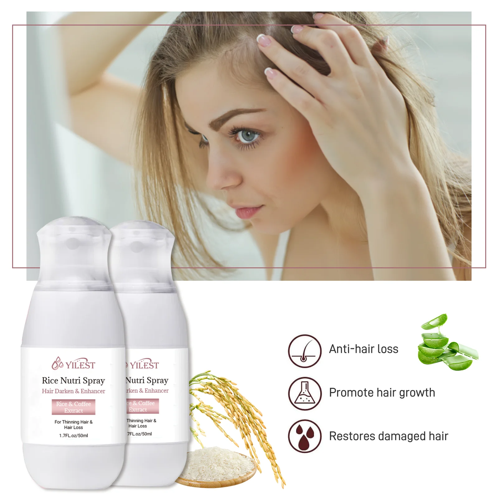Rice Water Spray Hair Strengthens Thickening Natural Scalp Care Spray Thinning Hair Moisture Nourish Generating Spray 5